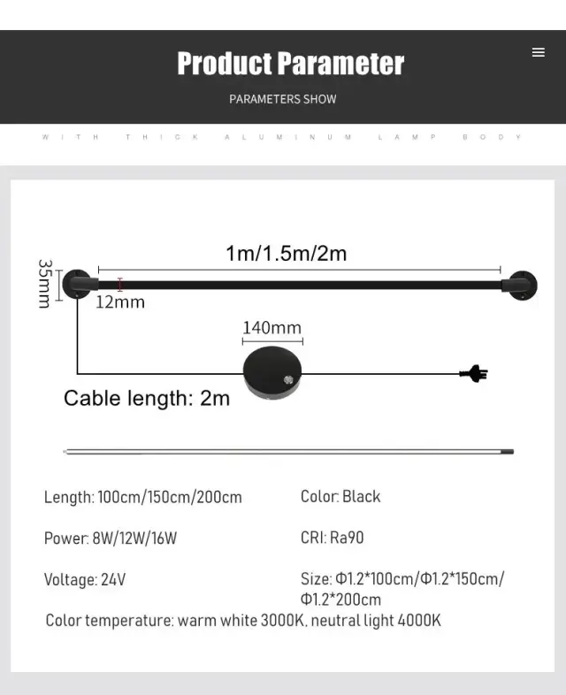Γραμμικό Φωτιστικό Slim Surface Μαύρο Ματ 14x14x2,5εκ.