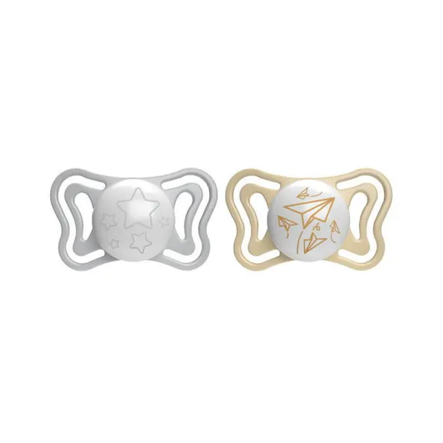 CHICCO Physio Light Πιπίλες Σιλικόνης Γκρι - Κίτρινο για 6-16 μηνών 2τμχ 2