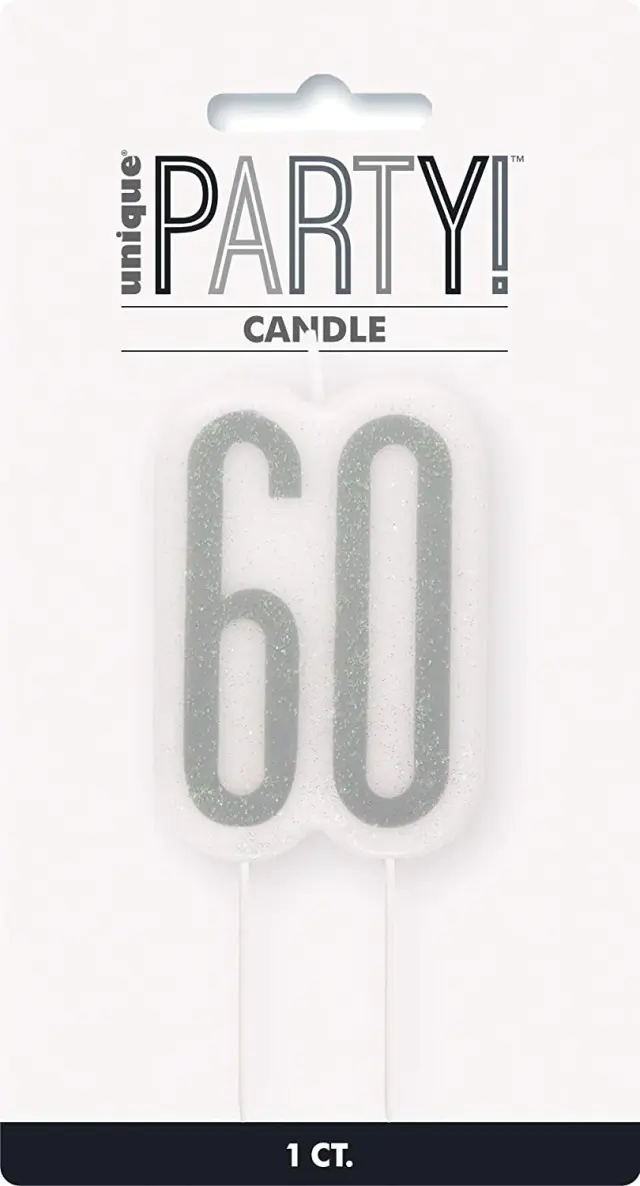 Κερί Νούμερο 60 Glitz Black Numeral Birthday / 8 εκ