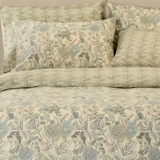 Σετ Σεντόνια 170x270 Μονά Ultra Line Melinen Eduarda Olive-Aqua 100% βαμβακερόΧωρίς Λάστιχο 2