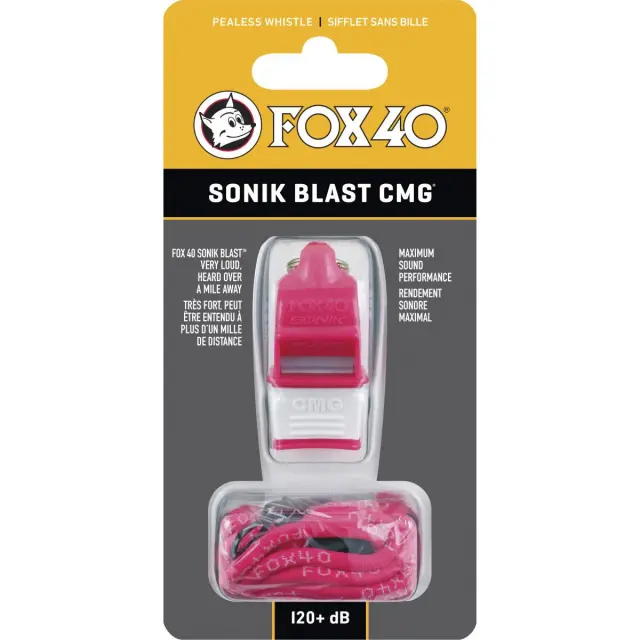 Σφυρίχτρα FOX40 SONIC BLAST CMG SAFETY Ροζ/Λευκή Με Κορδόνι 2