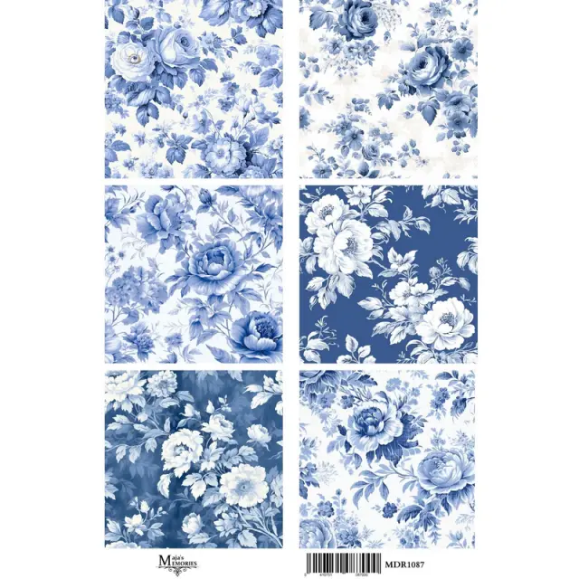 Ριζόχαρτο Maja's Memories, 30x42cm, Blue Flowers, MDR1087