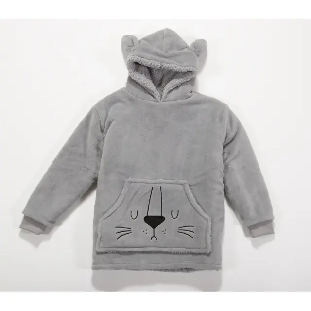 Παιδικό Πόντσο Με Γουνα Sherpa Nef-Nef Sleeping Lion Grey 04-06