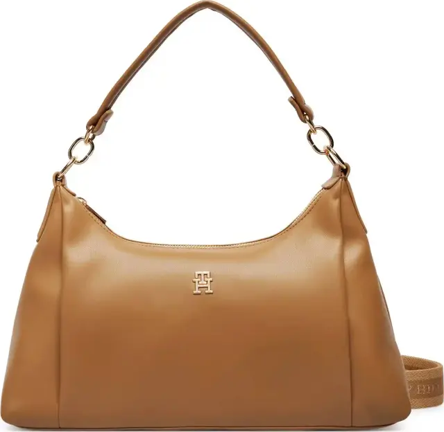Tommy Hilfiger Γυναικεία Μεσαία Τσάντα Ώμου ΤΗ Essential Soft Cream Μπεζ