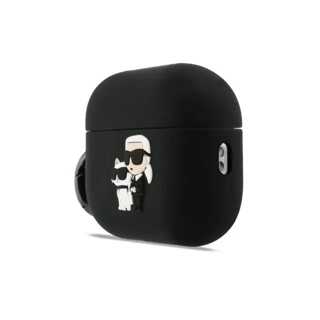 Karl Lagerfeld 3D Logo NFT Karl and Choupette Silicone Case for AirPods Pro 3 Black 2