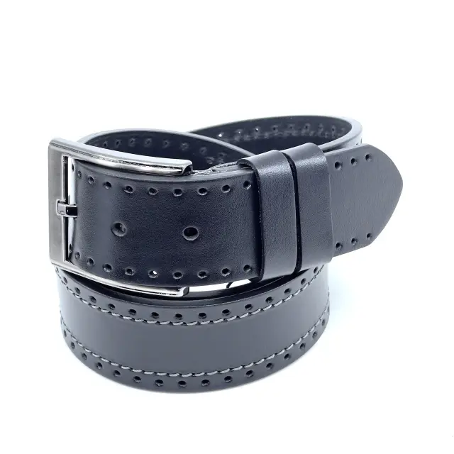 Μαύρη Δερμάτινη Ζώνη Full Grain 4 cm - 110cm 2