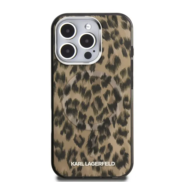 Karl Lagerfeld IML Leopard MagSafe Case for iPhone 16 Pro Max Brown 3