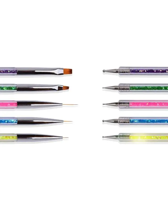 Σετ πινέλα νυχιών 2 όψεων nail art Gel και dotting - 5 τμχ 3