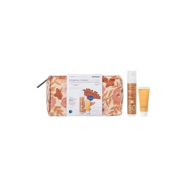 Korres Antiageing + Antispot Suncare Ritual με Red Grape Αντηλιακή Κρέμα Προσώπου με Χρώμα SPF 50, 50ml + Δώρο Black Pine Primus Wrinkle Defying Day Cream Κρέμα Ημέρας, 20ml + Νεσεσέρ, 1τεμ, 1σετ 2