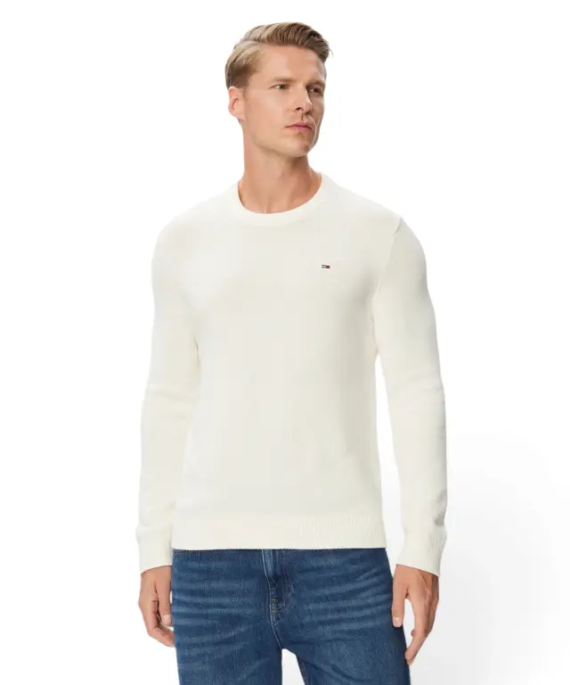 Tommy Hilfiger - Ανδρικό Πουλόβερ Essential Slim Fit DM0DM21787-YBH Κρεμ