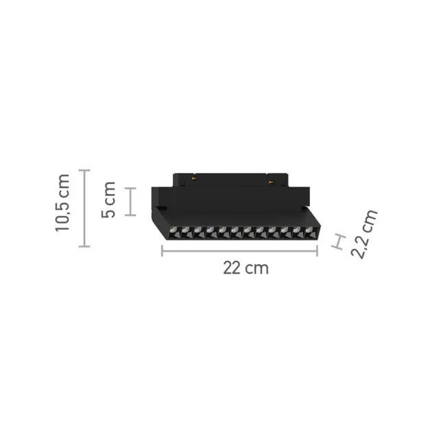 InLight Φωτιστικό LED 12W 4000K για μαγνητική ράγα σε μαύρη απόχρωση D:22cmX10,5cm (T01602-BL) 2