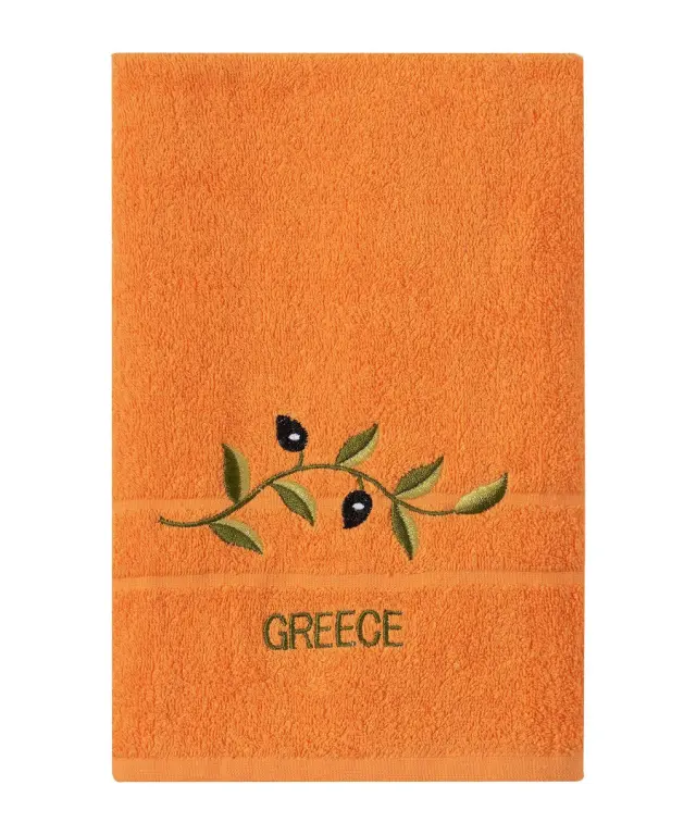 Πετσέτα Προσώπου ( 50cm x 100cm ) Πορτοκαλί με Κλαδί GREECE -