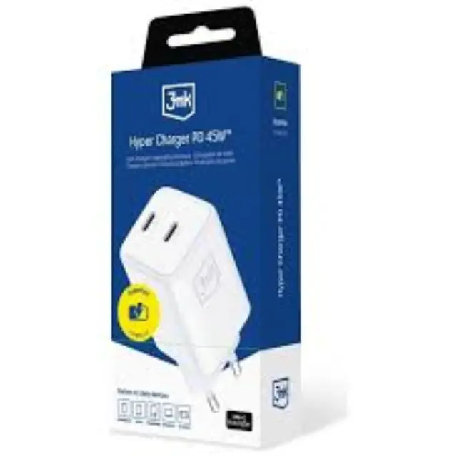 3mk Φορτιστής Hyper Charger PD 45W GaN QC4+ PPS 2C Super-Fast Charge 2.0 White 3