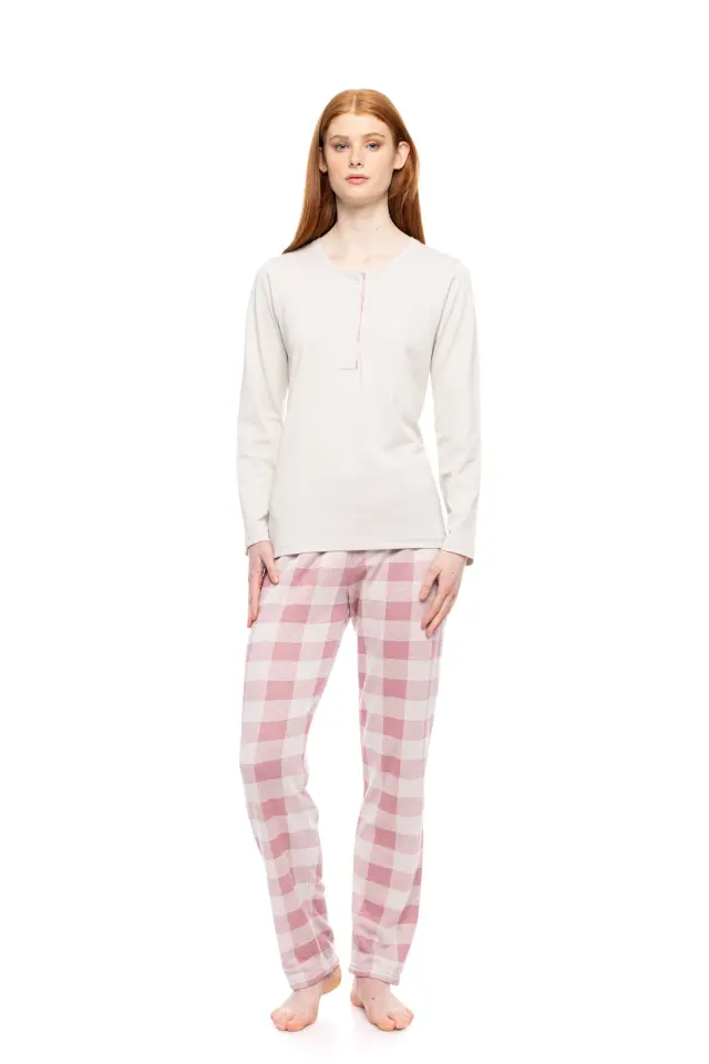 W1790 - Off White - PYJAMAS JACQUARD ROSE PLAID