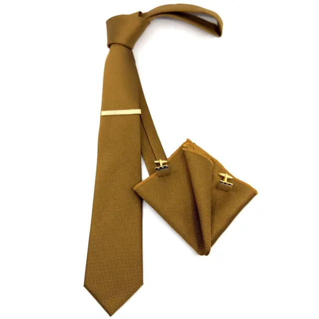 Ταμπά Camel Γραβάτα Oxford 6,5 cm με Ασορτί Μαντήλι 3