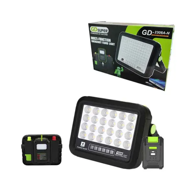 GDSuper Ηλιακό Πακέτο Φωτισμού Προβολέας / Power Bank 300W GD-2308B-N 0234065