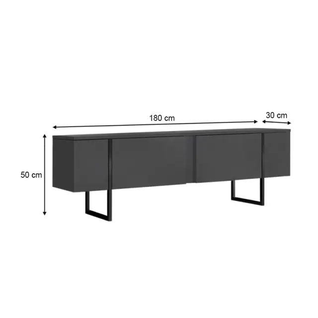 Έπιπλο τηλεόρασης Luxe Megapap χρώμα ανθρακί 180x30x50εκ. 2