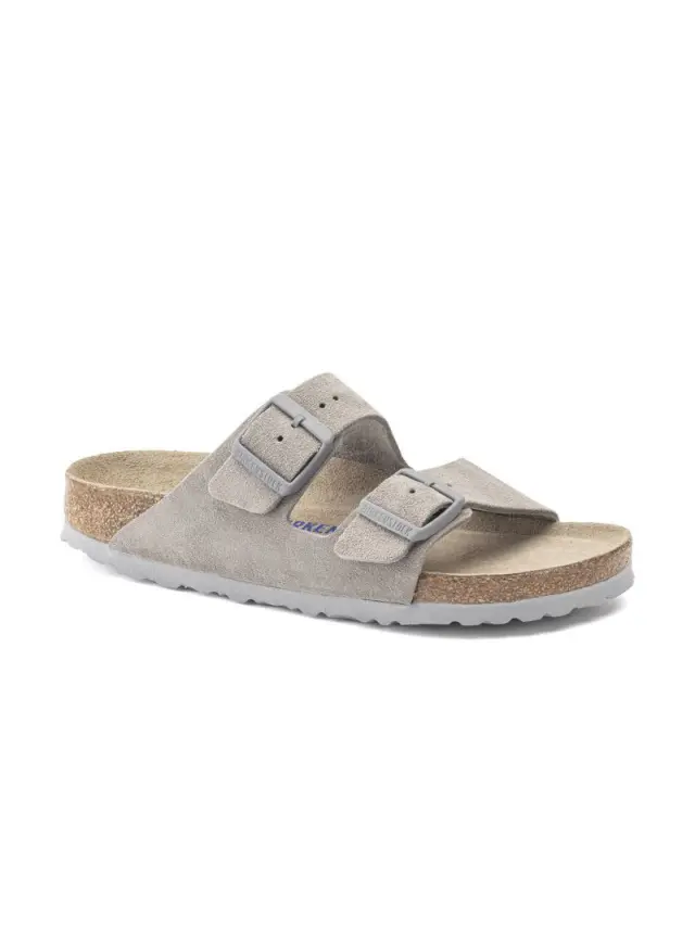 Birkenstock Πέδιλα Unisex δέρμα suede Γκρί BIR/ARIZONA SOFT 1020557 STONE 2