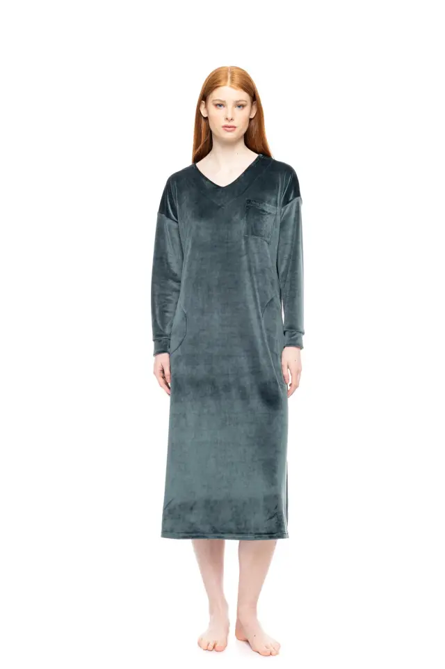 W1891 - Dusty Pink - NIGHTGOWN LONG SOFT VELVET