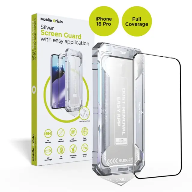 Mobile Origin Yellow Screen Guard with easy application, iPhone 16 Pro