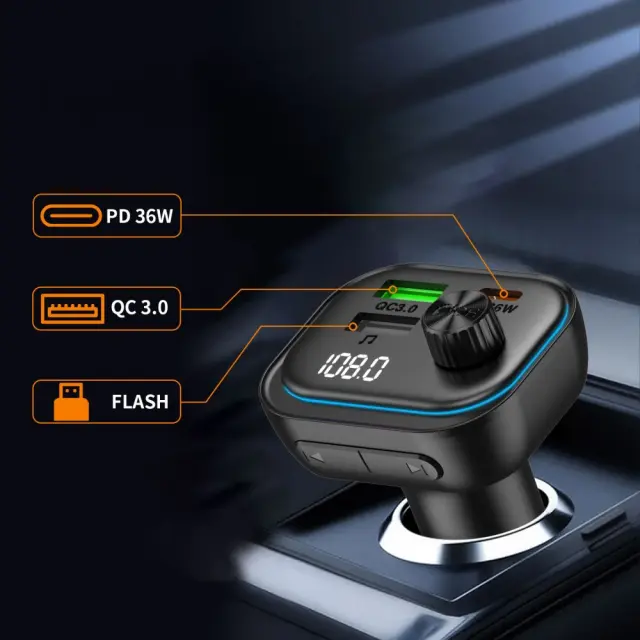 Tech-Protect® Φορτιστής Αυτοκινήτου 3 Θυρών PD 54W με Bluetooth FM Transmitter 3