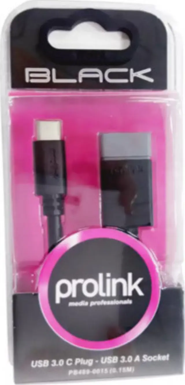 Prolink USB 2.0 Cable USB-C male - USB-A female Μαύρο 0.15m (PB489-0015) 2