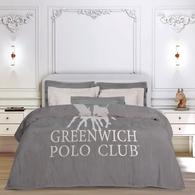 Κουβέρτα 220x240 Υπέρδιπλη 300gsm Fleece Essential Greenwich Polo Club 3489 Grey 100% Πολυέστερ