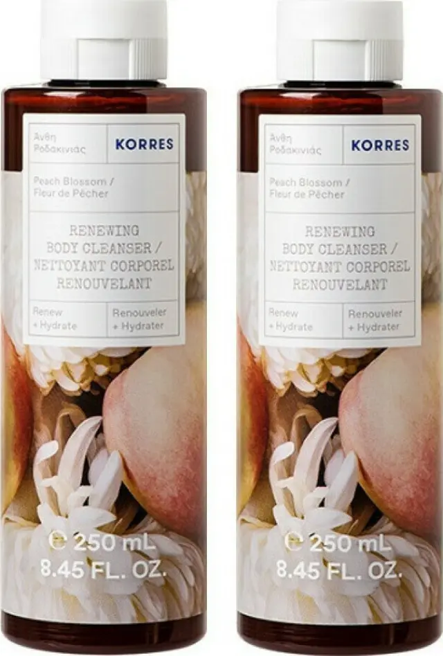 Korres Πακέτο Προσφοράς Renewing Body Cleanser Peach Blossom, 2x250ml