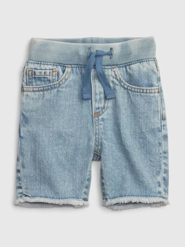 Μπλε Νηπιακό Pull-On Denim Σορτς με Washwell acid indigo wash