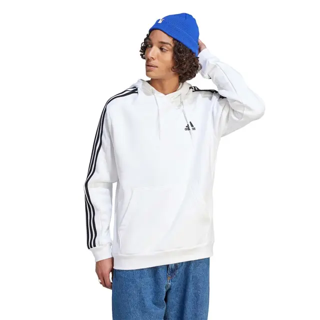 adidas Sportswear Men's 3Stripes Fleece Hoodie Άσπρο IJ6476 (adidas Sportswear) - XXLarge