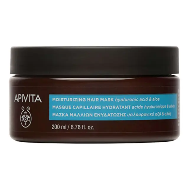 Apivita Moisturizing Hair Mask Μάσκα Μαλλιών Ενυδάτωσης με Αλόη και Υαλουρονικό Οξύ 200ml