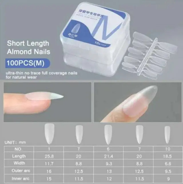 Tips νυχιών matte Short lenght almond - 100pcs