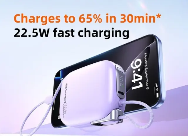 Powerbank - 2in1 - Type-C & Lightning - MH-135 - 10.000mah - 22.5W - AWEI - 027540 - Black 2