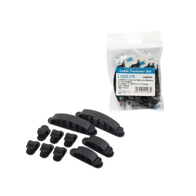 LogiLink Clips Οργάνωσης Καλωδίων 10pcs Black (KAB0039)
