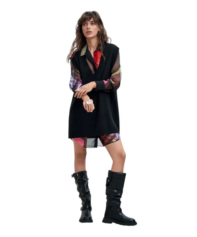 Desigual - Γυναικείο Φόρεμα Mamen 26WWVW43-2000 Μαύρο/Πολύχρωμο - XS