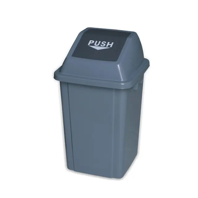 Delta Cleaning Πλαστικός κάδος απορριμμάτων με καπάκι Push 100lt Γκρι / ΚΠ100Ρ