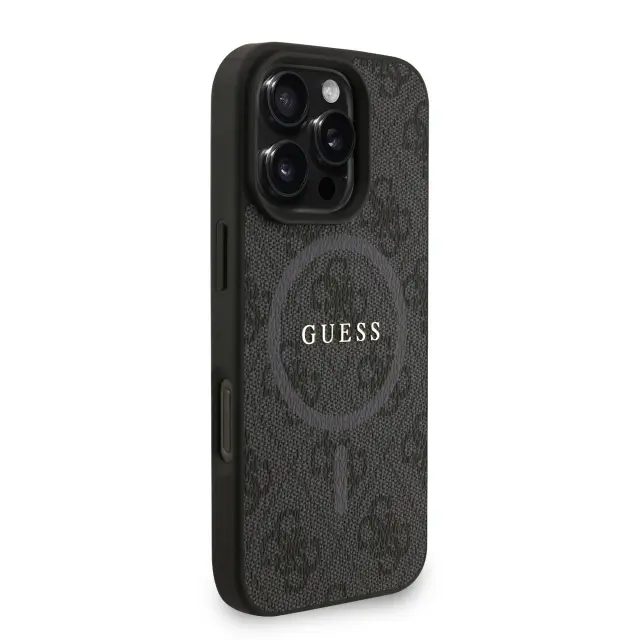 Guess PU Leather 4G Colored Ring Strap MagSafe Case for iPhone 16 Pro Max Black 3