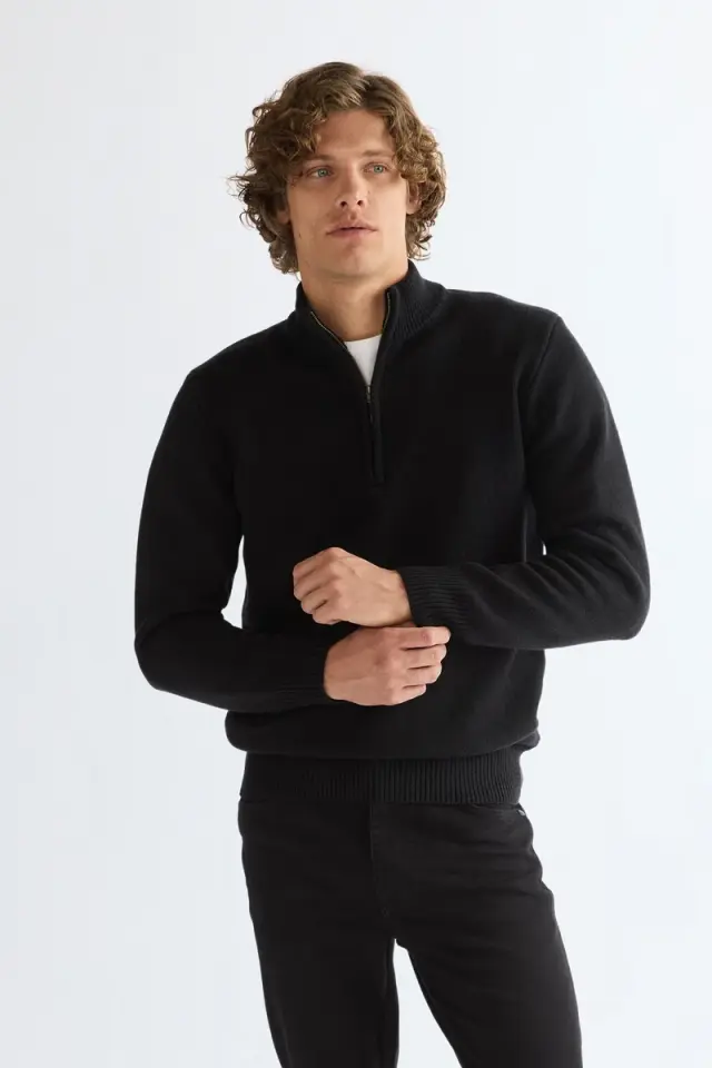 Wrangler Ανδρικό Πλεκτό με Φερμουάρ 112387648 - Black - XXL