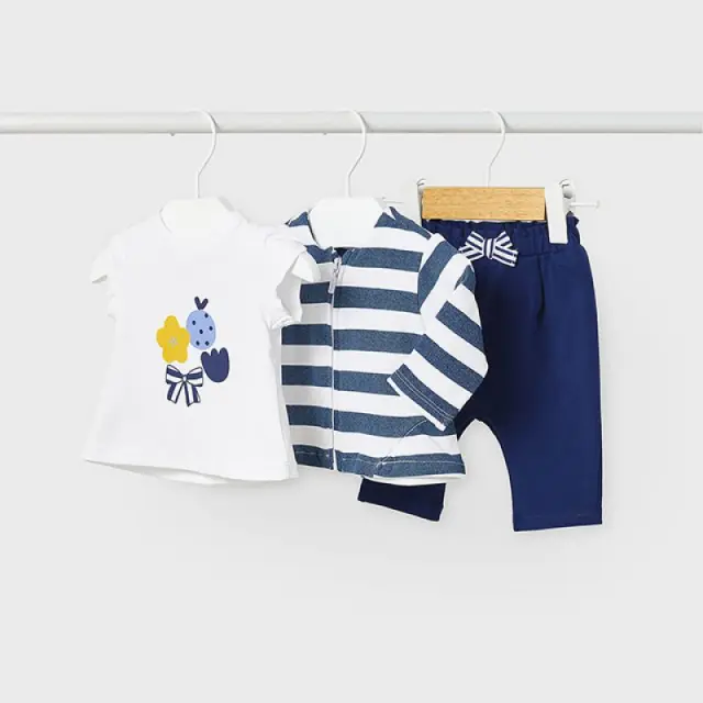 Baby 6 μηνών έως 4 ετών Φόρμα 3 τεμαχίων από βιώσιμο βαμβάκι ναυτικό μπλε - 12M