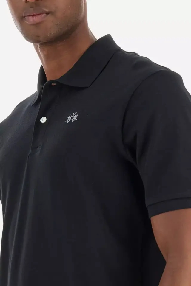 La Martina - Ανδρικό Κοντομάνικο Tex Polo Regular Fit BPMP01-PK031-09999 Μαύρο 3