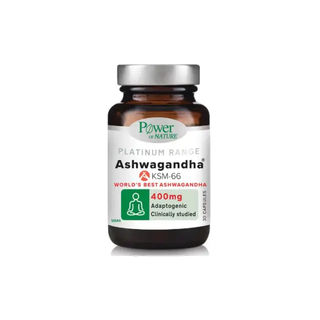 Power Health Platinum Range Ashwagandha KSM-66 400mg Συμπλήρωμα Διατροφής για τον Έλεγχο του Άγχους, 30caps