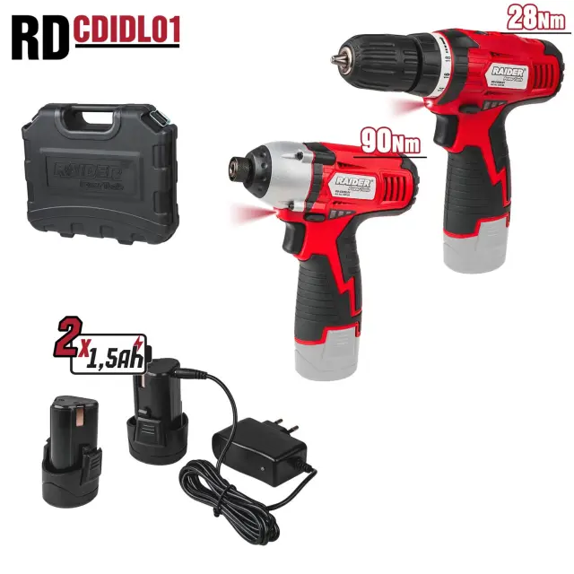 RAIDER Σετ Δραπανοκατσάβιδο & Παλμικό κατσαβίδι 12V 2х1.5Ah RD-CDIDL01