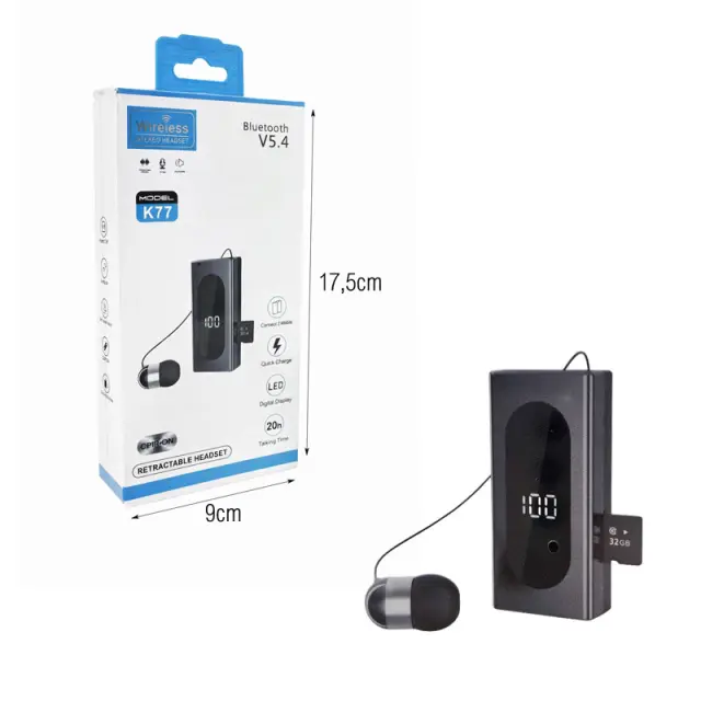 Ασύρματο Bluetooth Ακουστικό K77 με Ψηφιακή Οθόνη - Wireless Stereo Headset 017210 2
