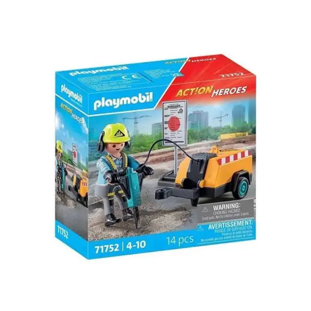 Playmobil Action Heroes Εργάτης με Κομπρεσέρ (71752)