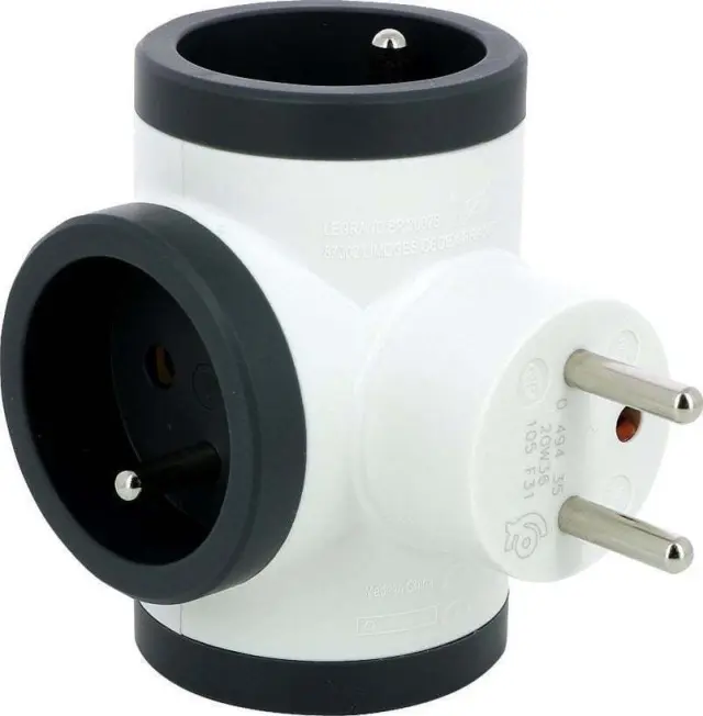 Power Strip 3×2P+E 16A 3680W White/Black