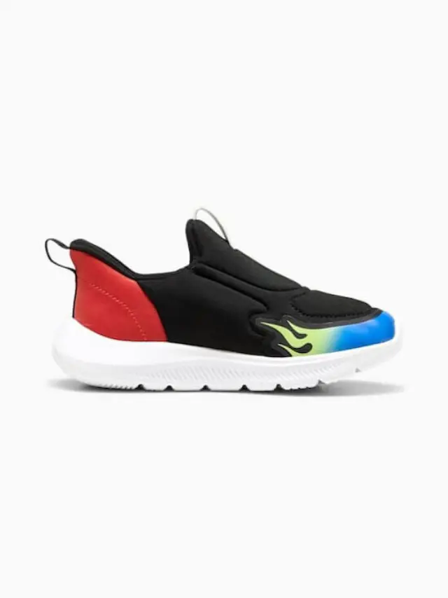 Puma Fun Racer Sliptech Hot Wheels Inf Running Sneakers Black/Lemon 401410-01 - 22 2