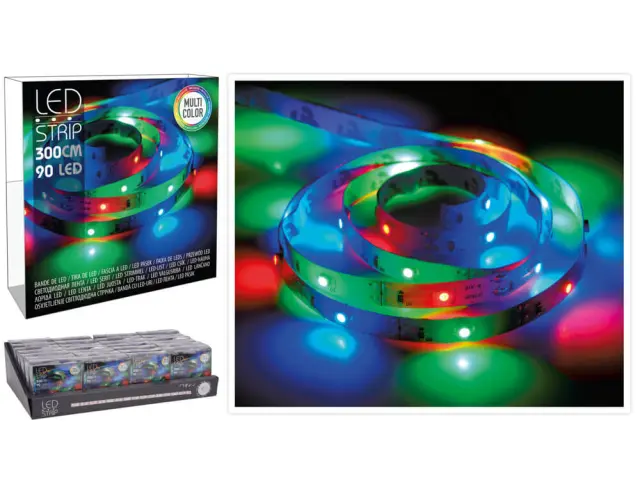 Ταινία LED - 3 Μέτρα, 90 LED φωτάκια, με μπαταρία - Πολύχρωμο AXS500160