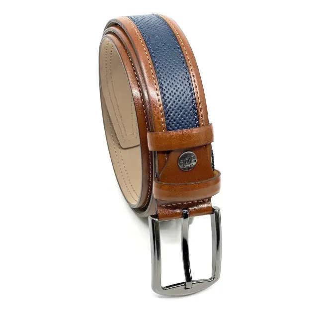 Μπλε με Ταμπά Ζώνη P.U. Leather 3,5 cm - 110cm 2