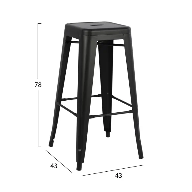 ΣΚΑΜΠΟ ΜΠΑΡ ΜΕΤΑΛΛΙΚΟ FB98642.42 ΣΕ ΜΑΥΡΟ ΜΑΤ 43x43x78Υεκ. 2