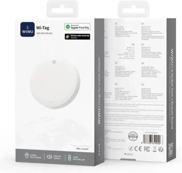 Wiwu iTag Apple Find My & Google Find Hub Λευκό Επαναφορτιζόμενο